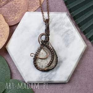 spirit of copper miedziany wisiorek wire wrapping z białym