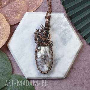 miedziany wisiorek wire wrapping z dendrytem #223