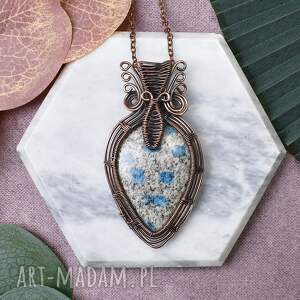 miedziany wisiorek wire wrapping z kamieniem k2 #440