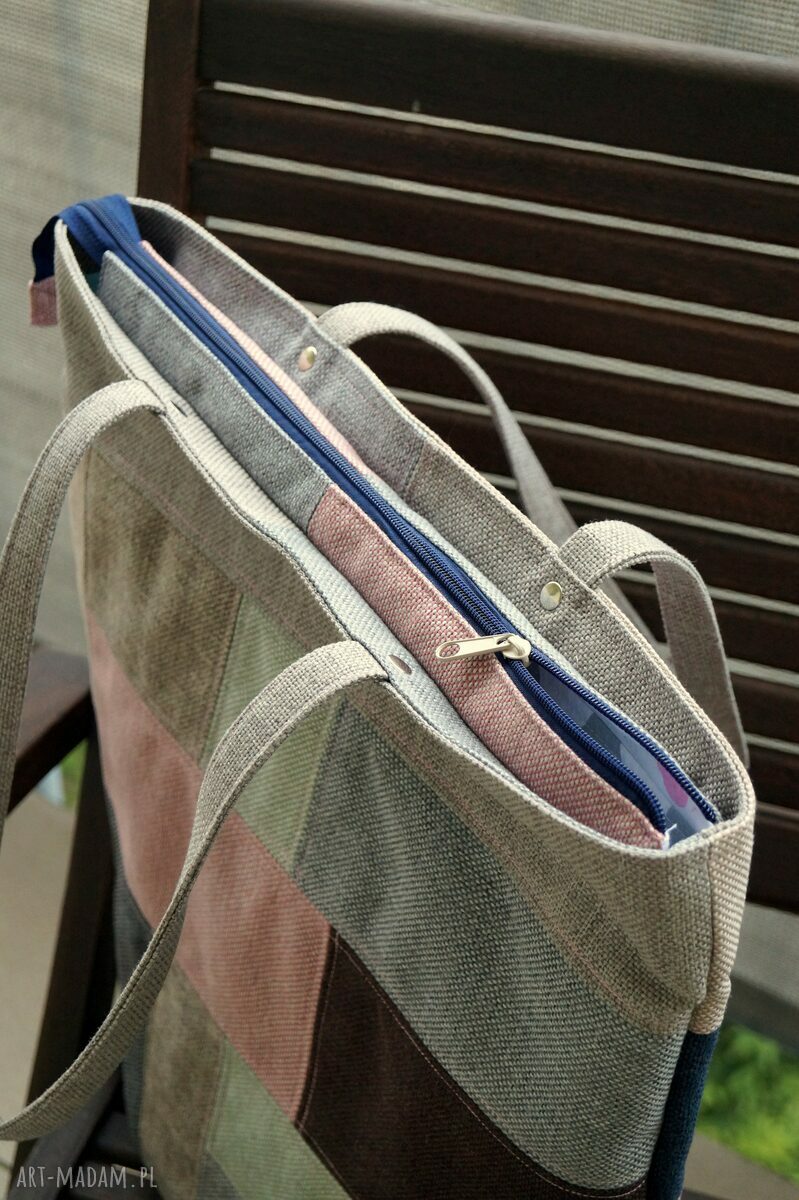 Torba na ramię Zero Waste XL - pojemny patchwork na co dzień