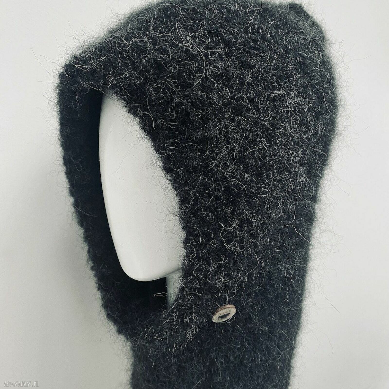 Ręcznie robiona balaclava i kominiarka z alpaki oraz merino