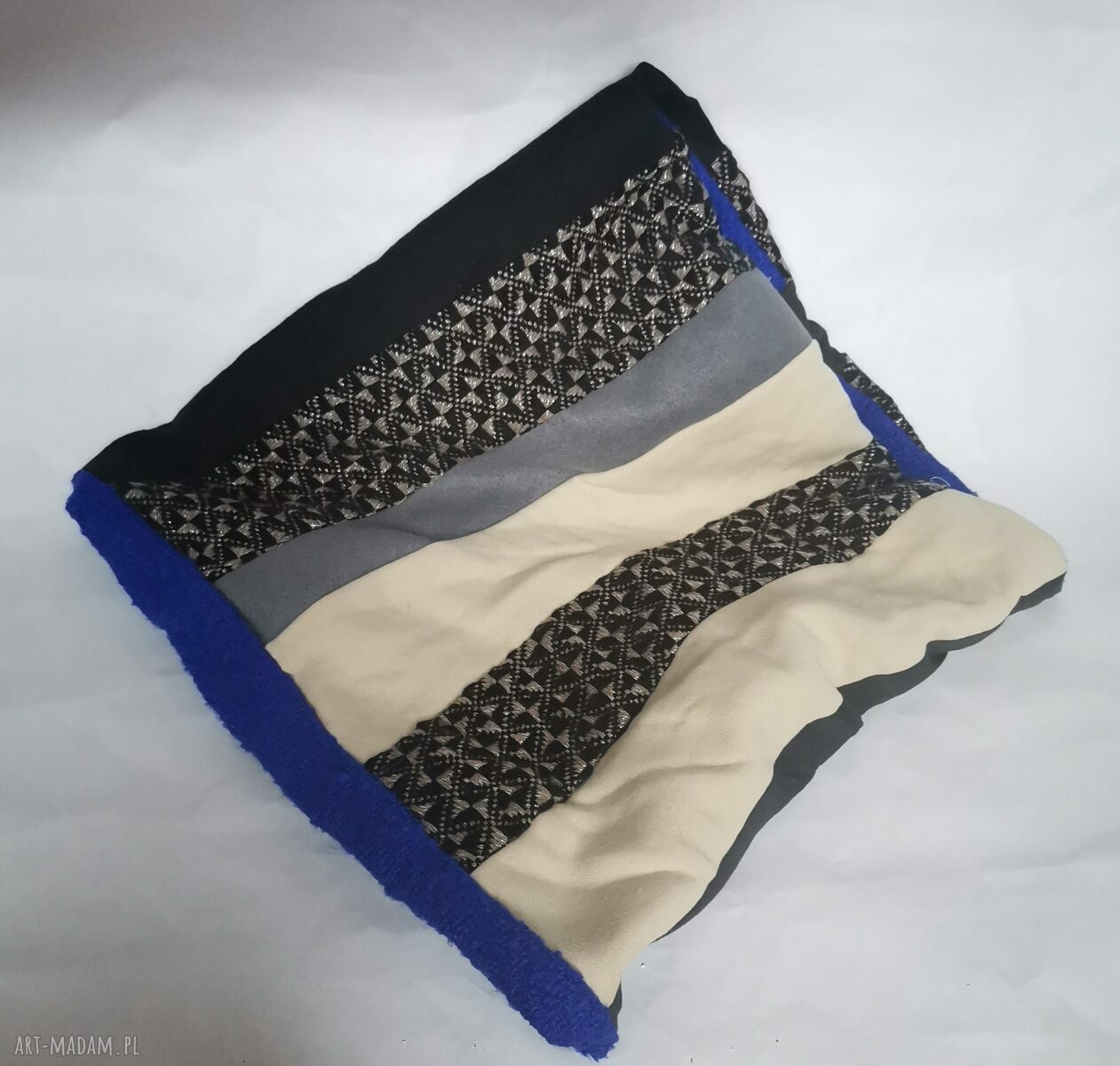 Komin miękki patchworkowy Folk Frida Etno Boho z frędzlami