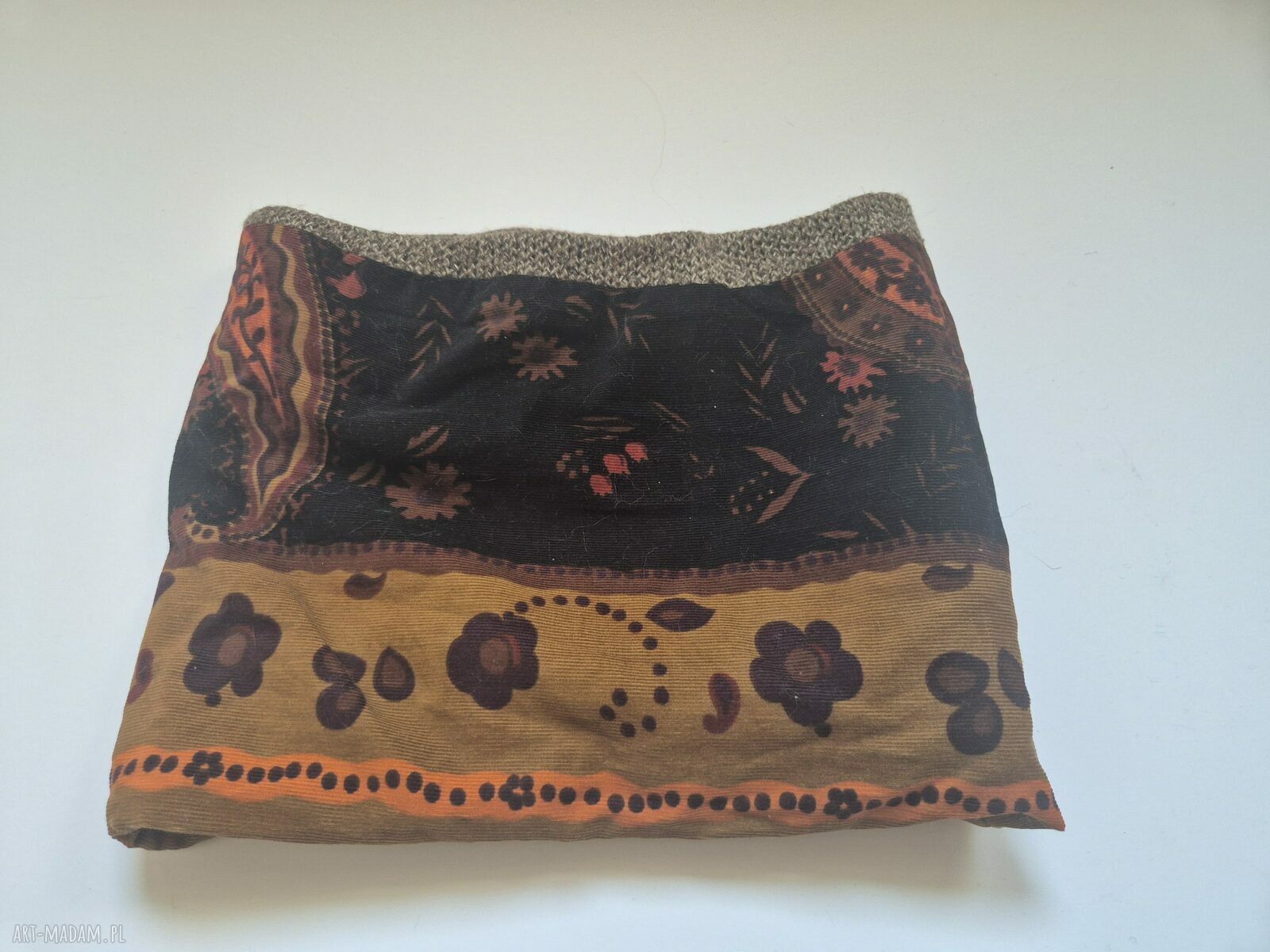 Kolorowy, miękki komin damski Ruda Klara - styl boho, 33x27 cm