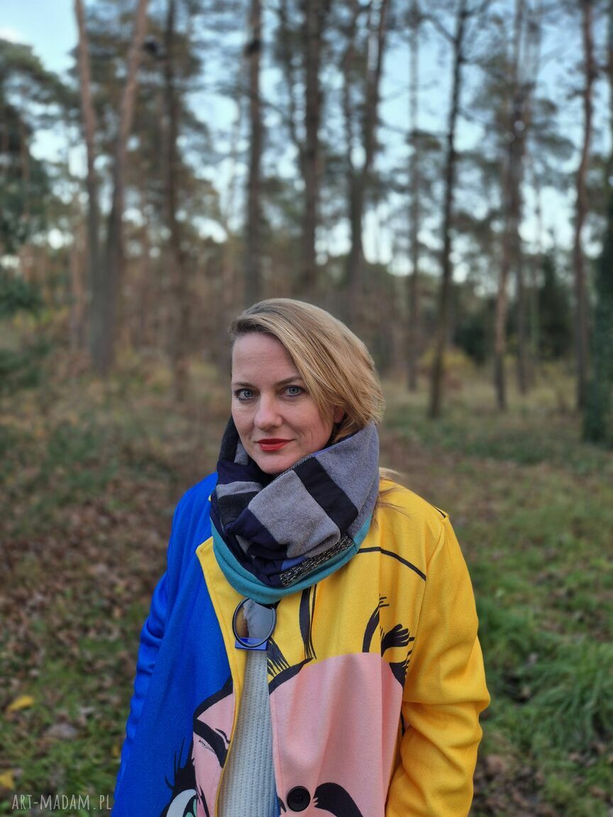 Miękki komin patchworkowy kolorowy unisex - etno boho