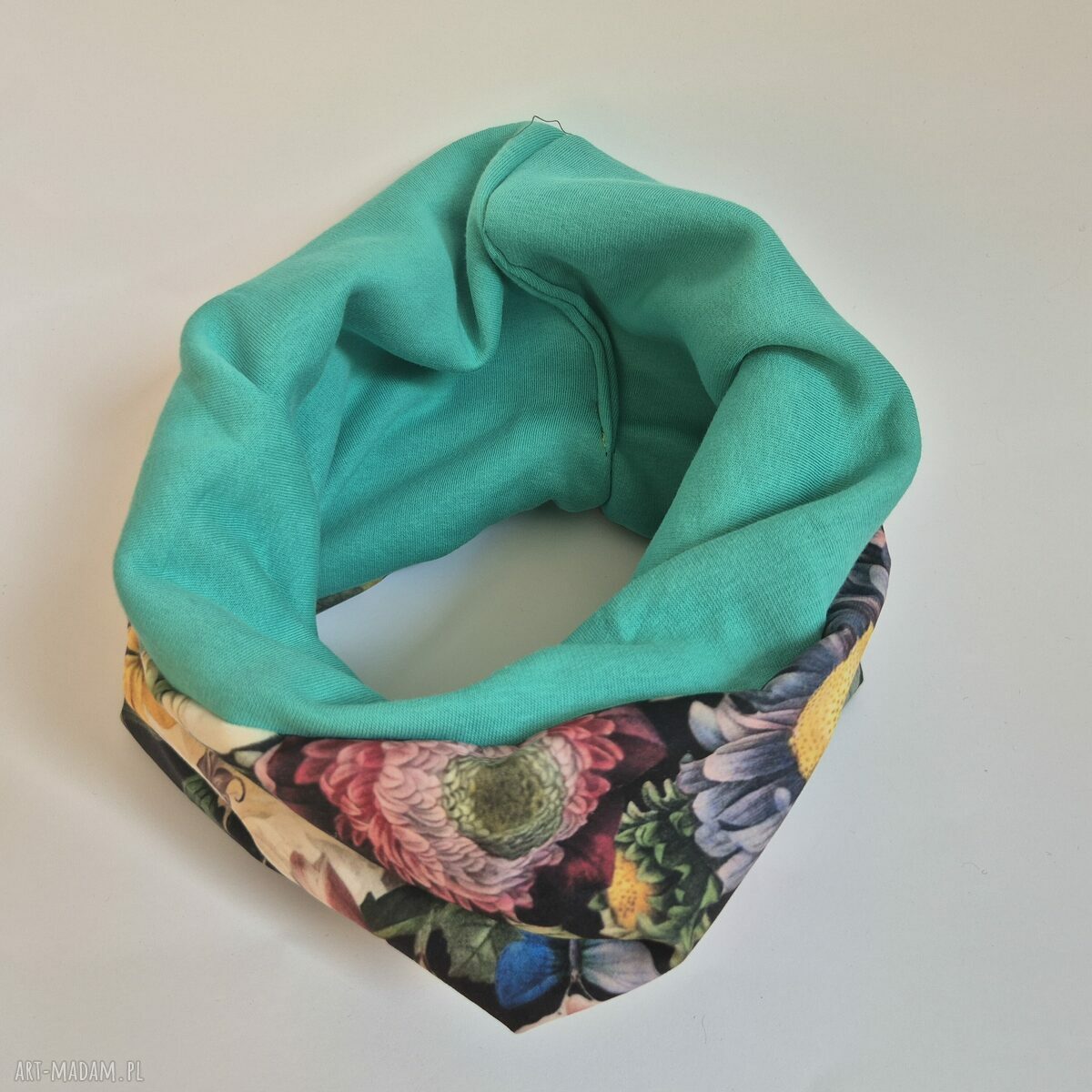 Komin miękki damski etno boho na podszewce - kolorowy wzór Box (Ruda Klara)