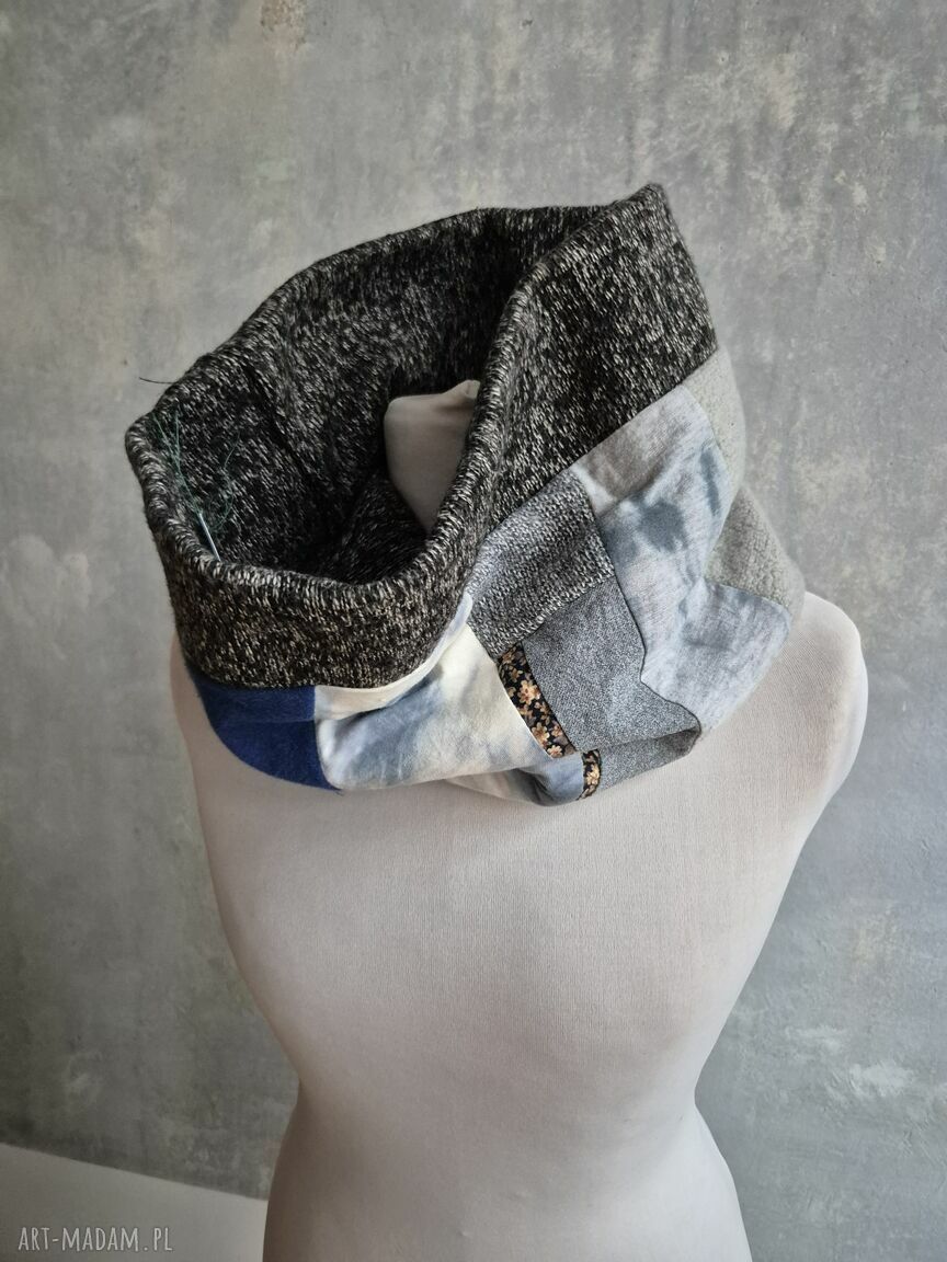 Miękki komin patchworkowy etno-folk unisex 44 x 41 cm