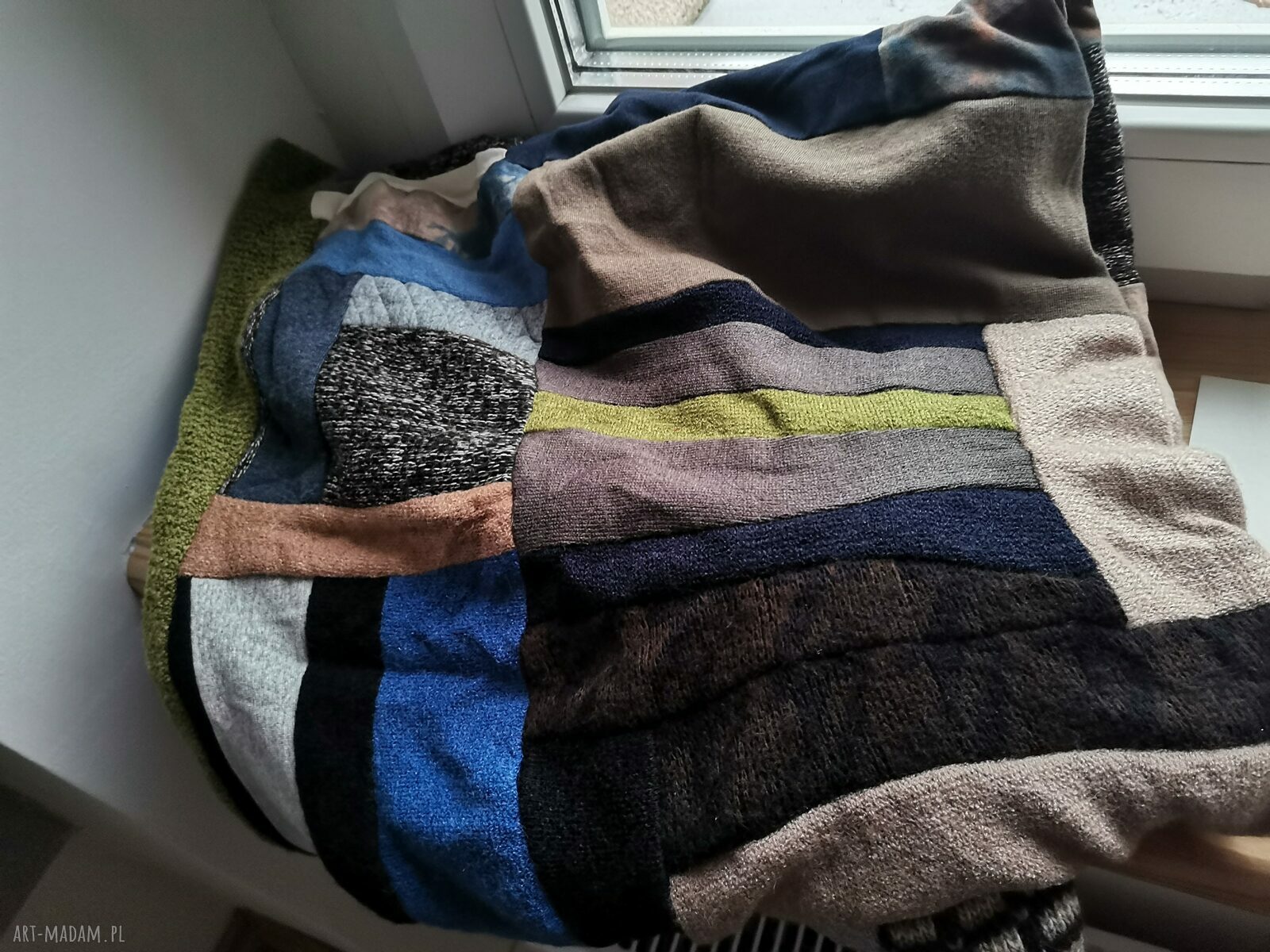 Komin patchworkowy ciepły zimowy damski boho etno - Ruda Klara