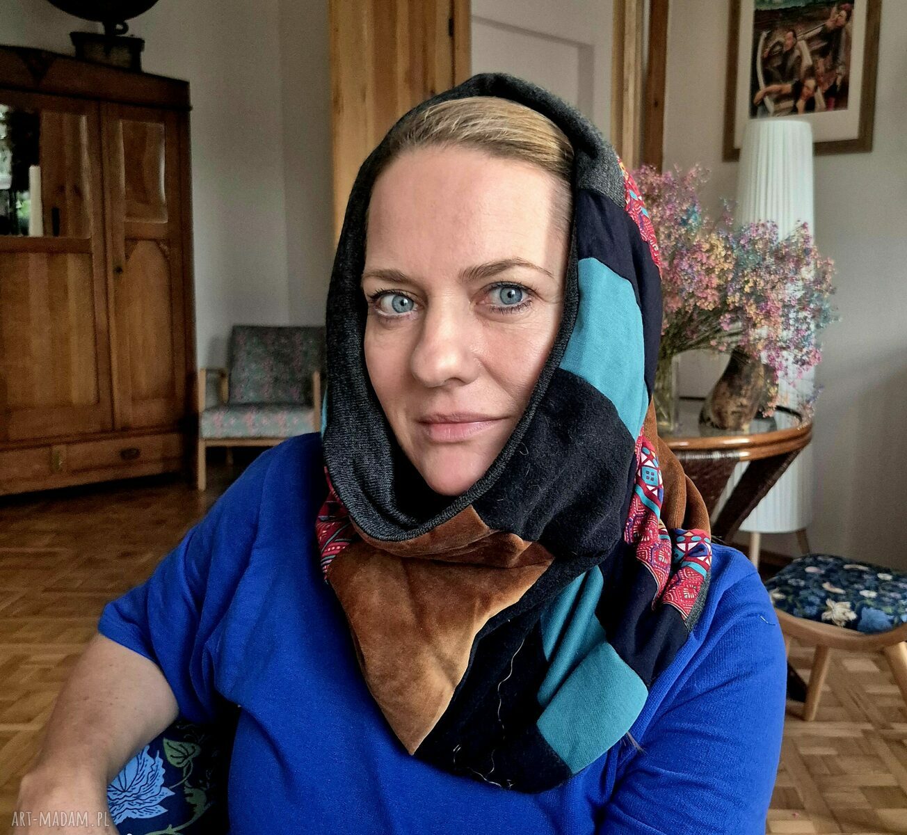 Ręcznie robiony komin miękki patchworkowy oversize Ruda Klara