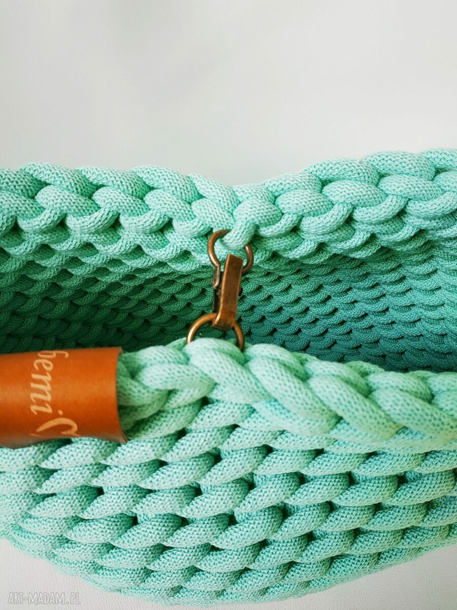 Miętowa torba ze sznurka na lato " Boho Weave Bag"