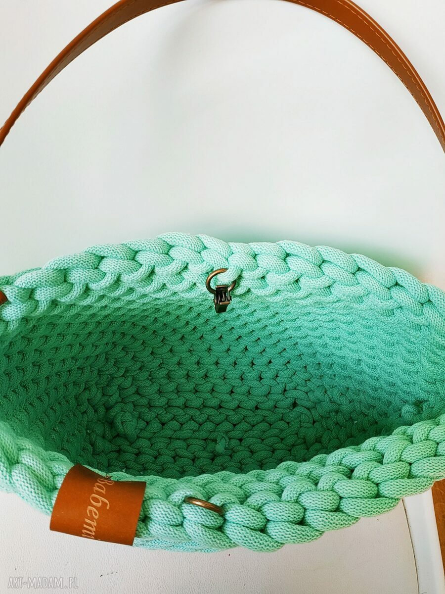 Miętowa torba ze sznurka na lato " Boho Weave Bag"