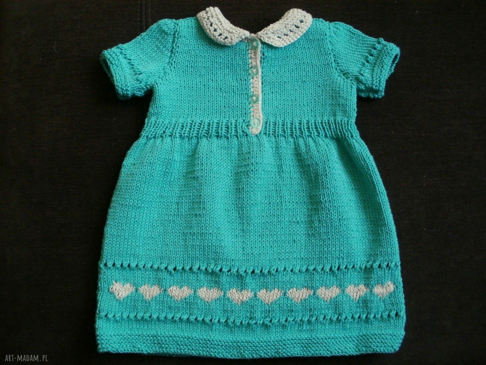 Miętowa sukieneczka ze sweterkiem - komplet handmade 62/68
