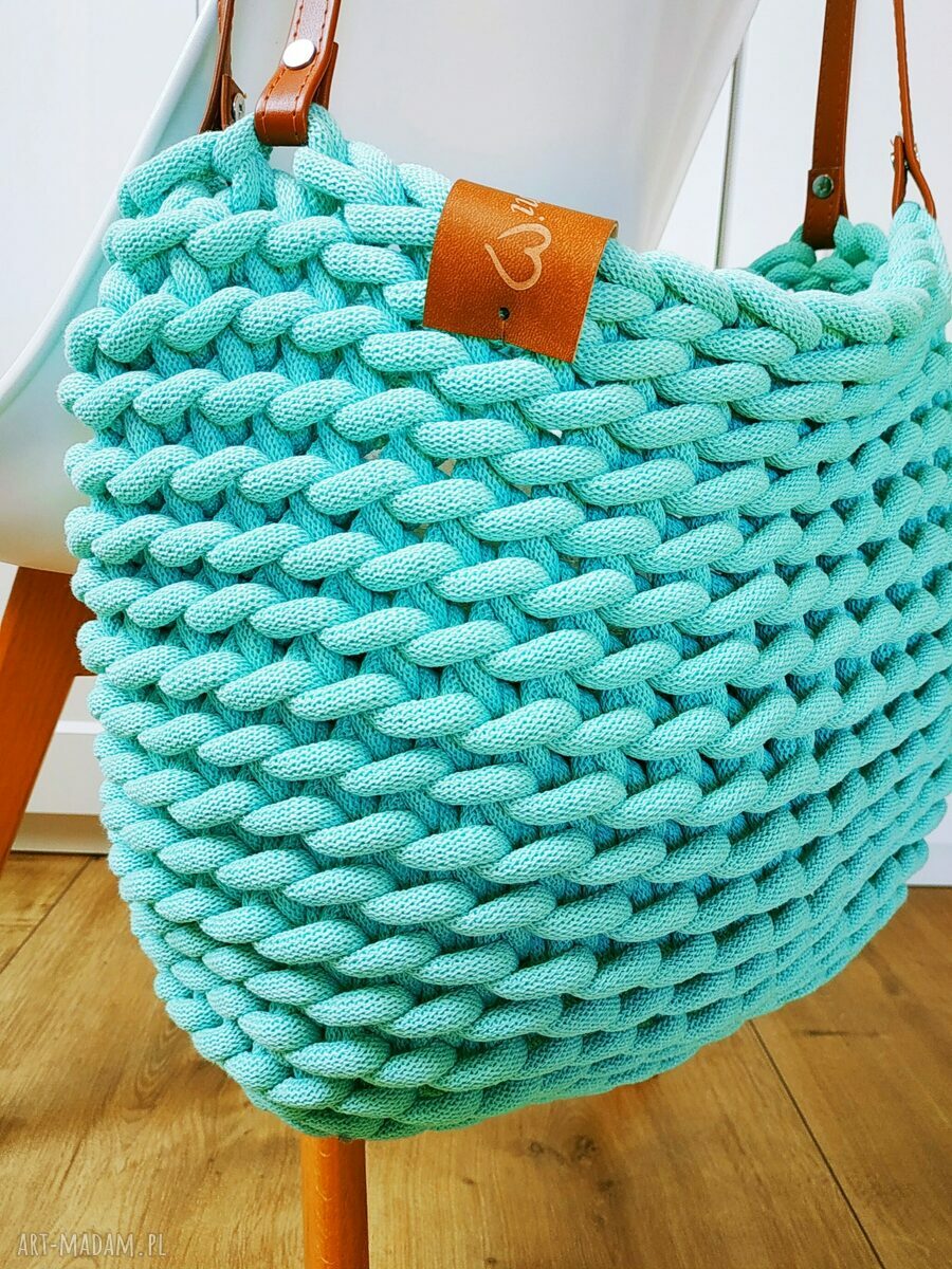 Miętowa torba ze sznurka na lato " Boho Weave Bag"