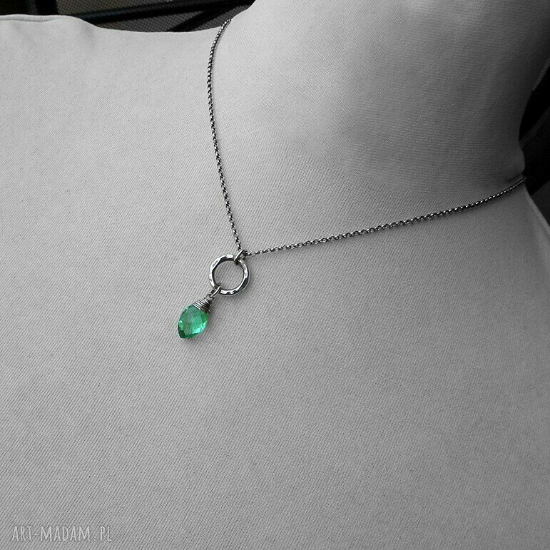 naszyjniki: MIĘTUSEK W SREBRZE NASZYJNIK. ręcznie zrobione