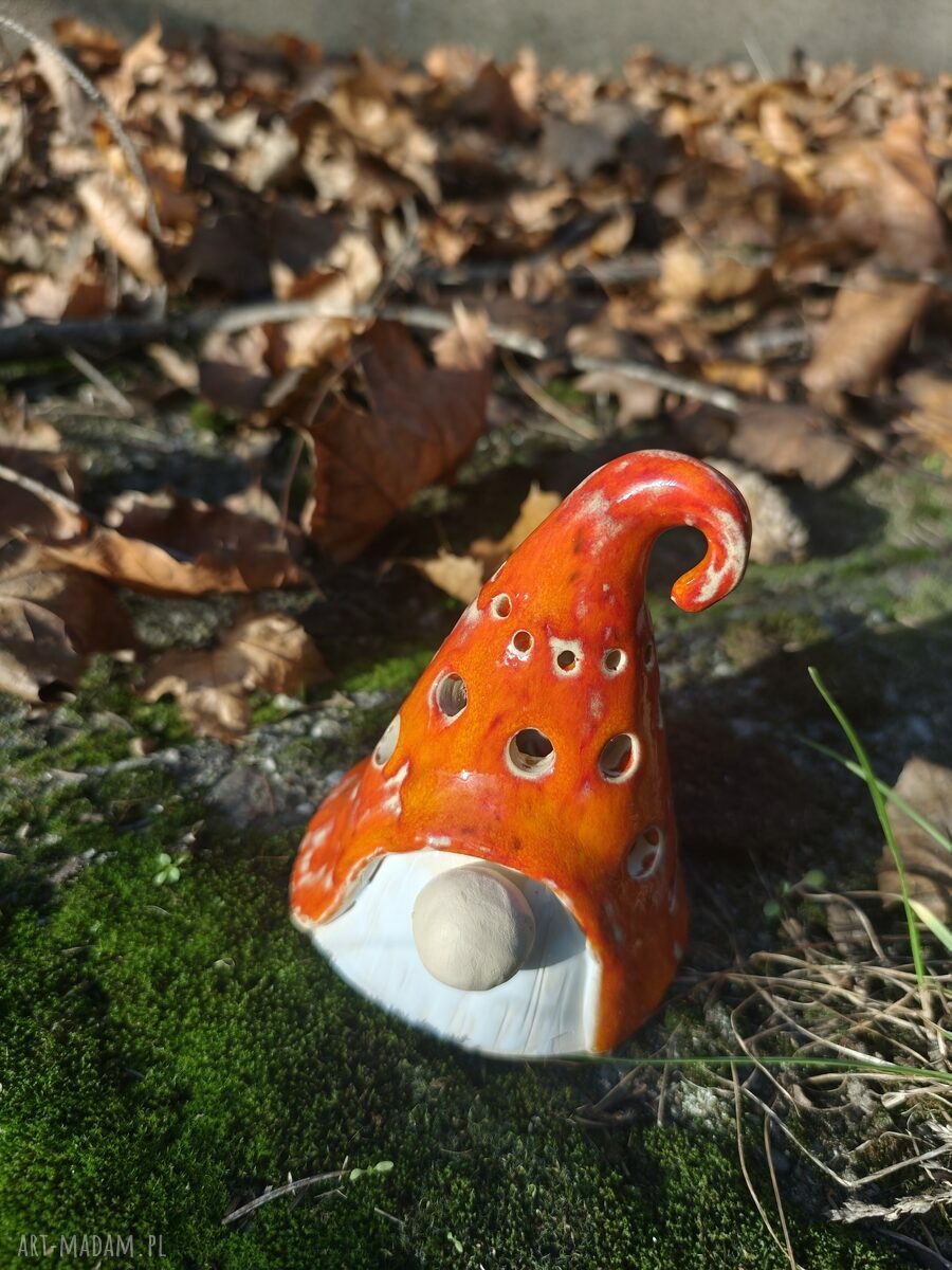 Mikołaj ceramiczny lampion - ręcznie szkliwiony prezent na święta
