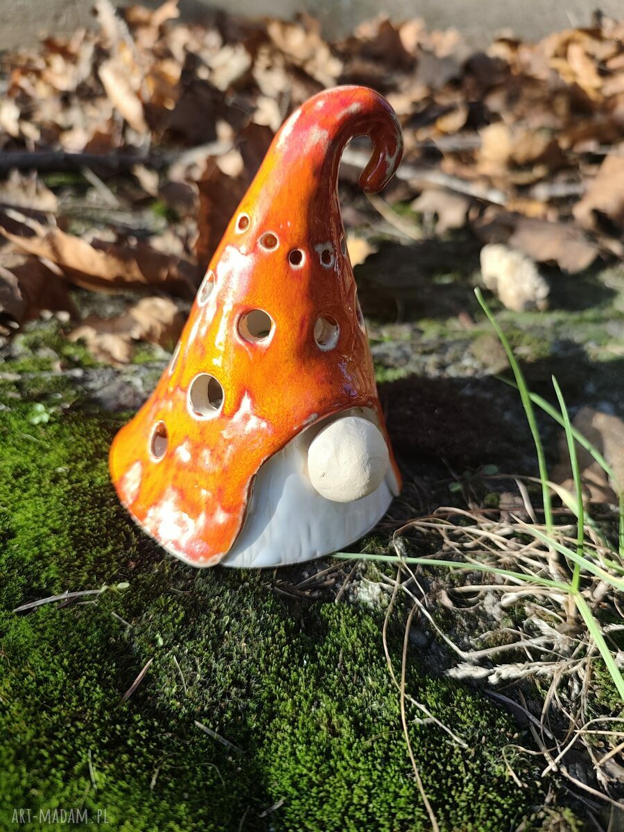 Mikołaj ceramiczny lampion - ręcznie szkliwiony prezent na święta