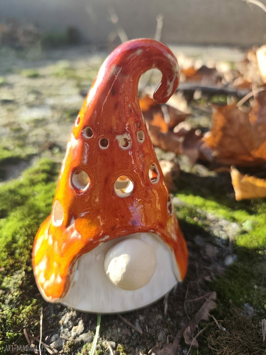 Mikołaj ceramiczny lampion - ręcznie szkliwiony prezent na święta