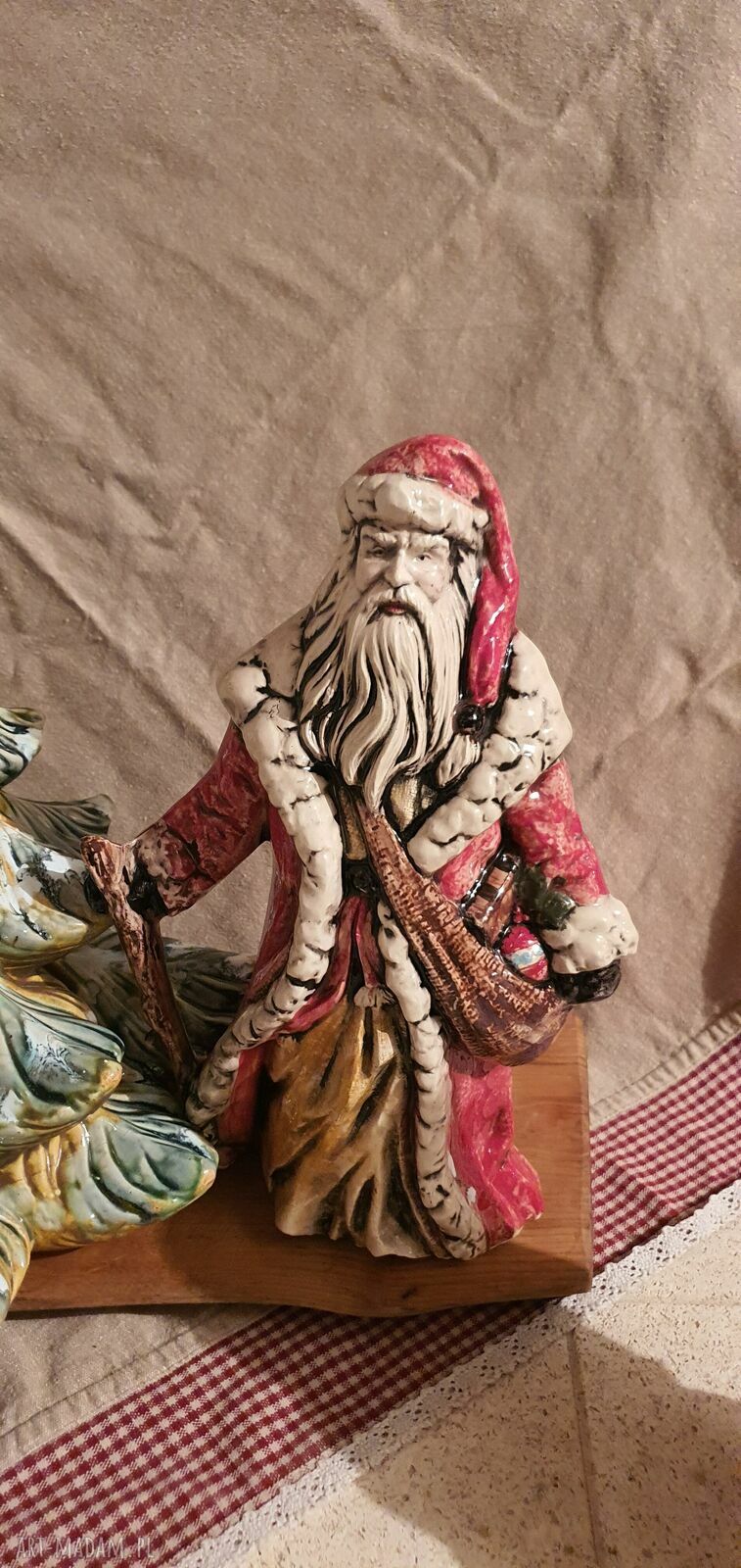 Mikołaj ceramiczny - ręcznie malowana dekoracja świąteczna