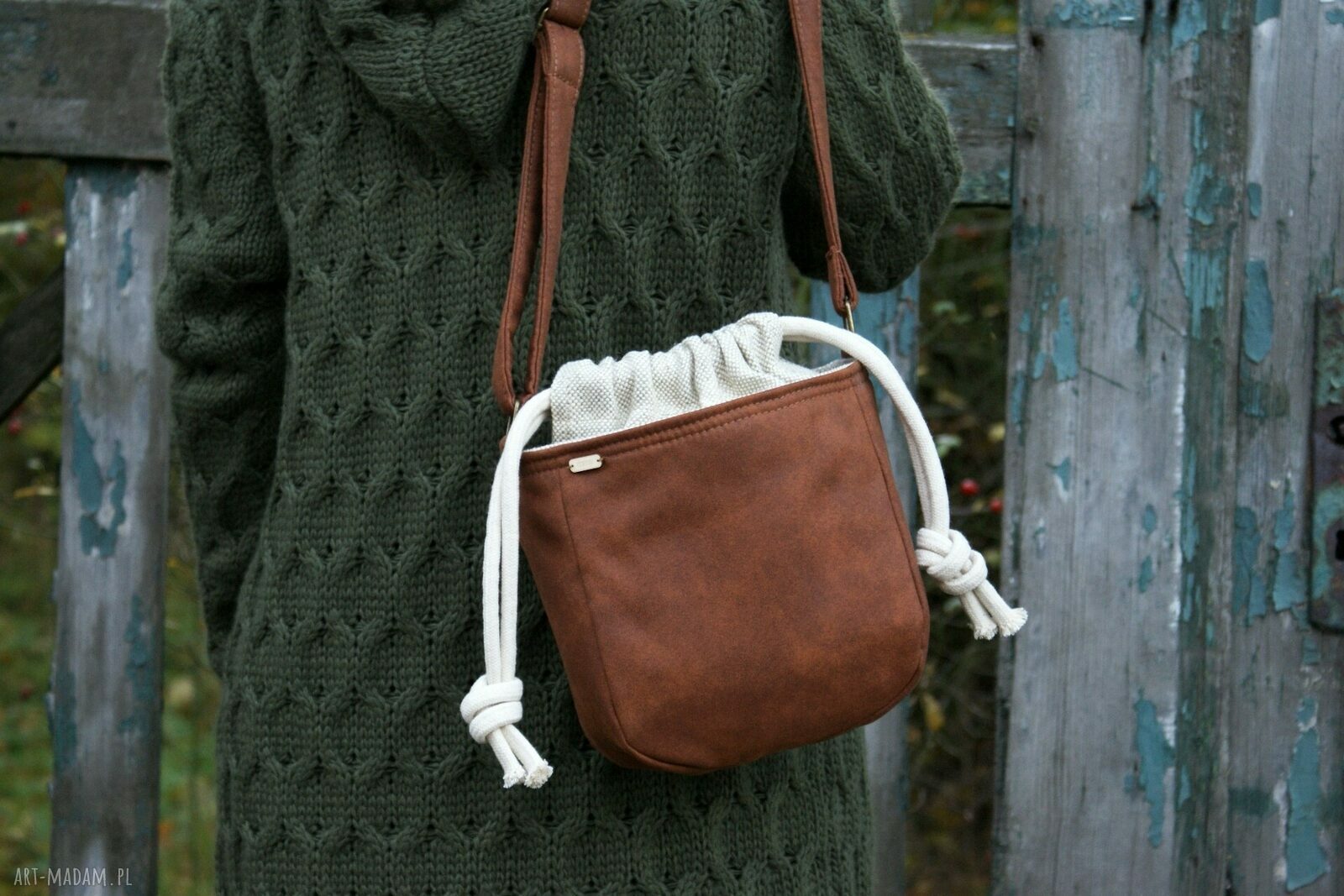 Mikro iks koniak plecionka len hand made