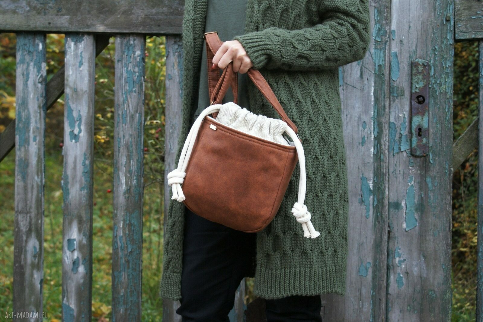 Mikro iks koniak plecionka len hand made