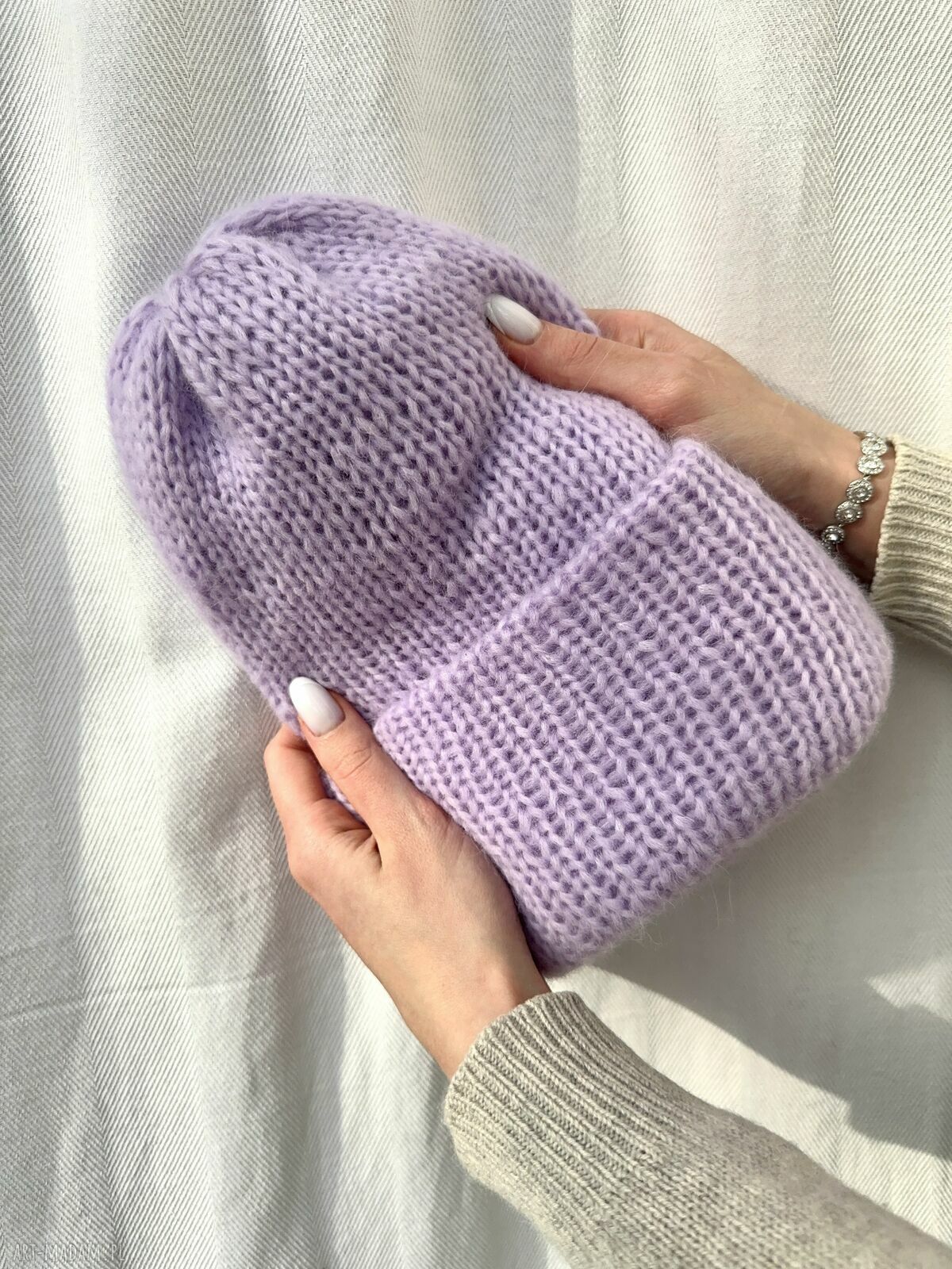 Czapka Mila - ręcznie robiona beanie podwójnie ocieplana z baby alpaki i merino