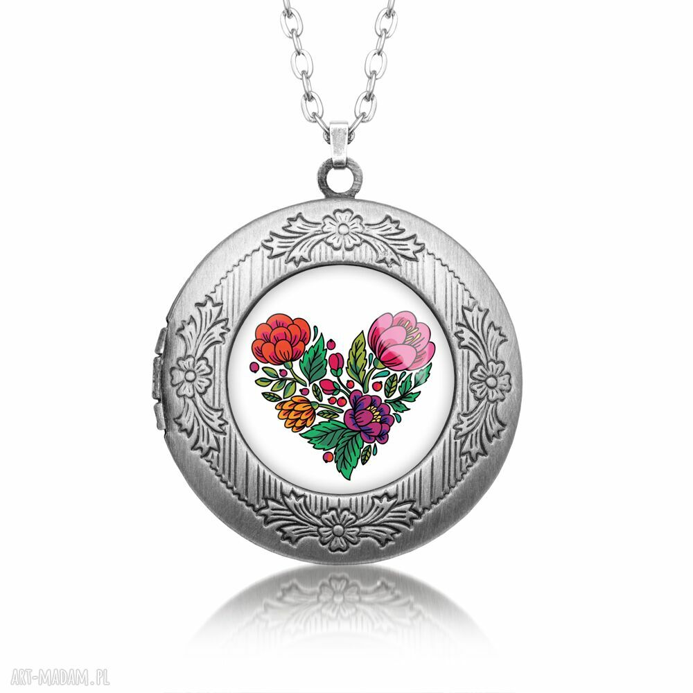 Naszyjnik sekretnik Love Flowers – serce z grafiką, prezent natury i miłości