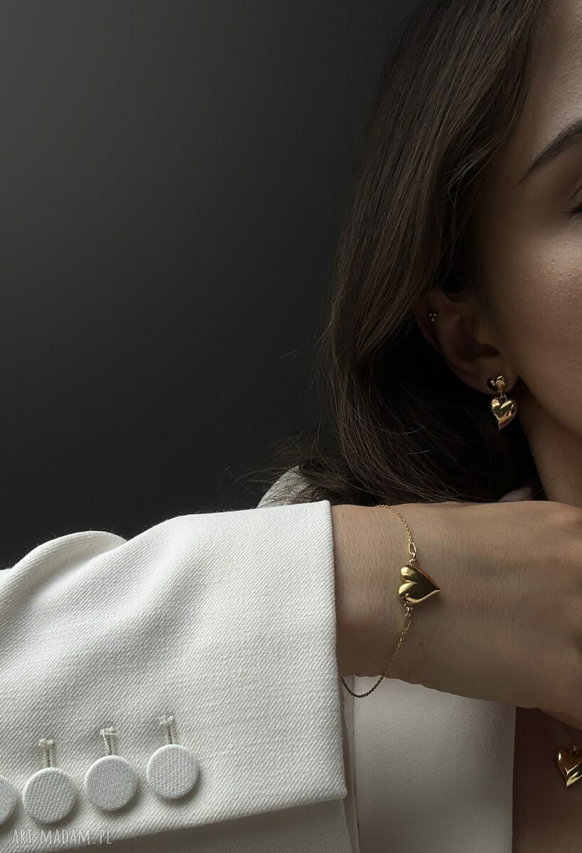 bransoletki: Złota bransoletka z sercem HandMade