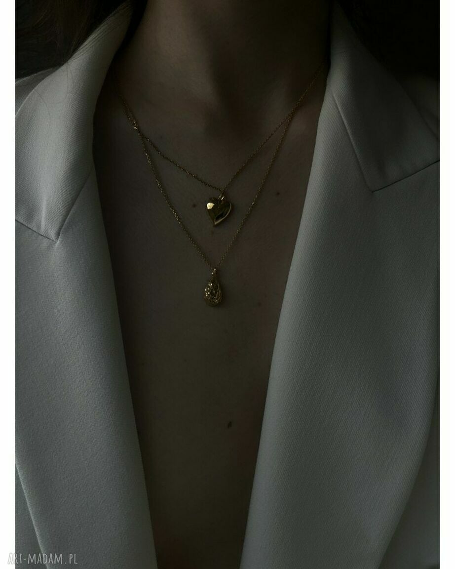 naszyjniki: Złoty naszyjnik z sercem ręczne wykonanie