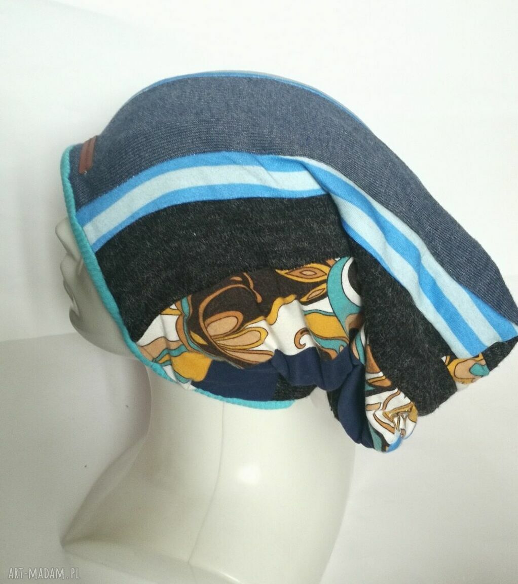 Długa czapka damska Smerfetka boho folk 37 cm - Ruda Klara