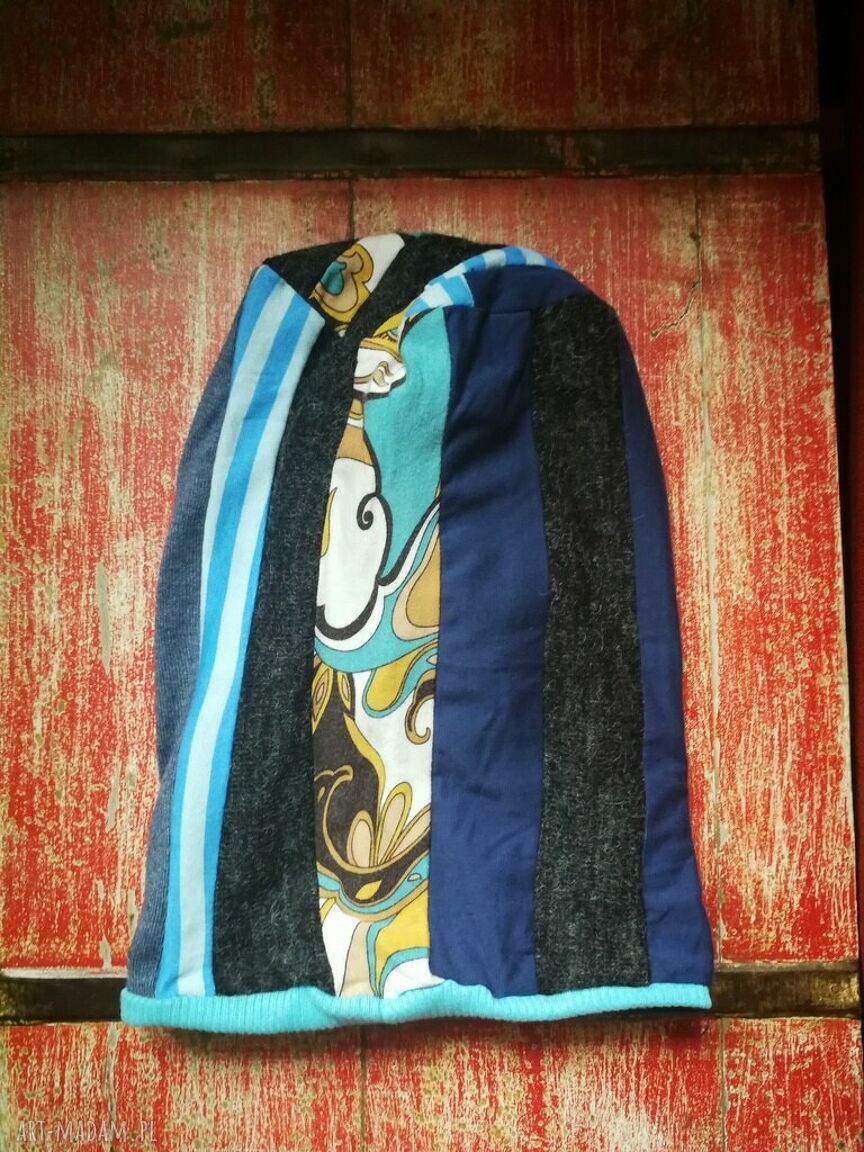 Długa czapka damska Smerfetka boho folk 37 cm - Ruda Klara