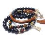 unikatowe bransoletki kamienie naturalne cognac and navy blue vol. 3