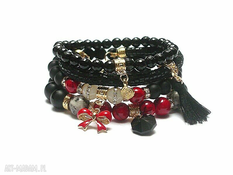 Komplet 4 bransoletek Paso Doble vol. 5 z naturalnymi kamieniami i Swarovski - art-Madam.pl