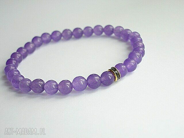 Violet and grey kamienie minerały jadeity bransoletka wykonana