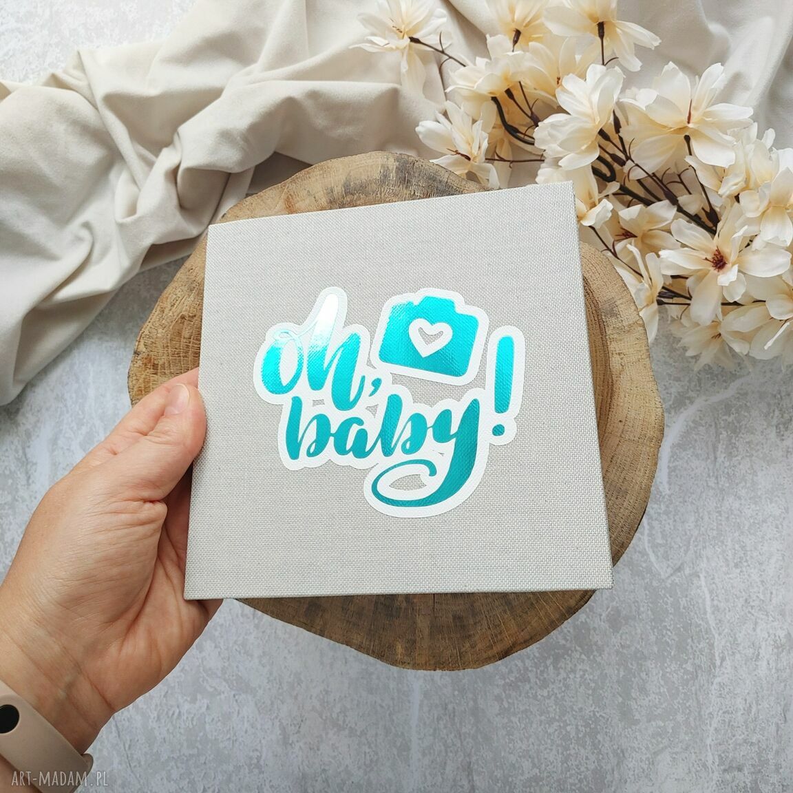 Mini album harmonijkowy Oh, baby na narodziny - pamiątka w stylu scrapbooking