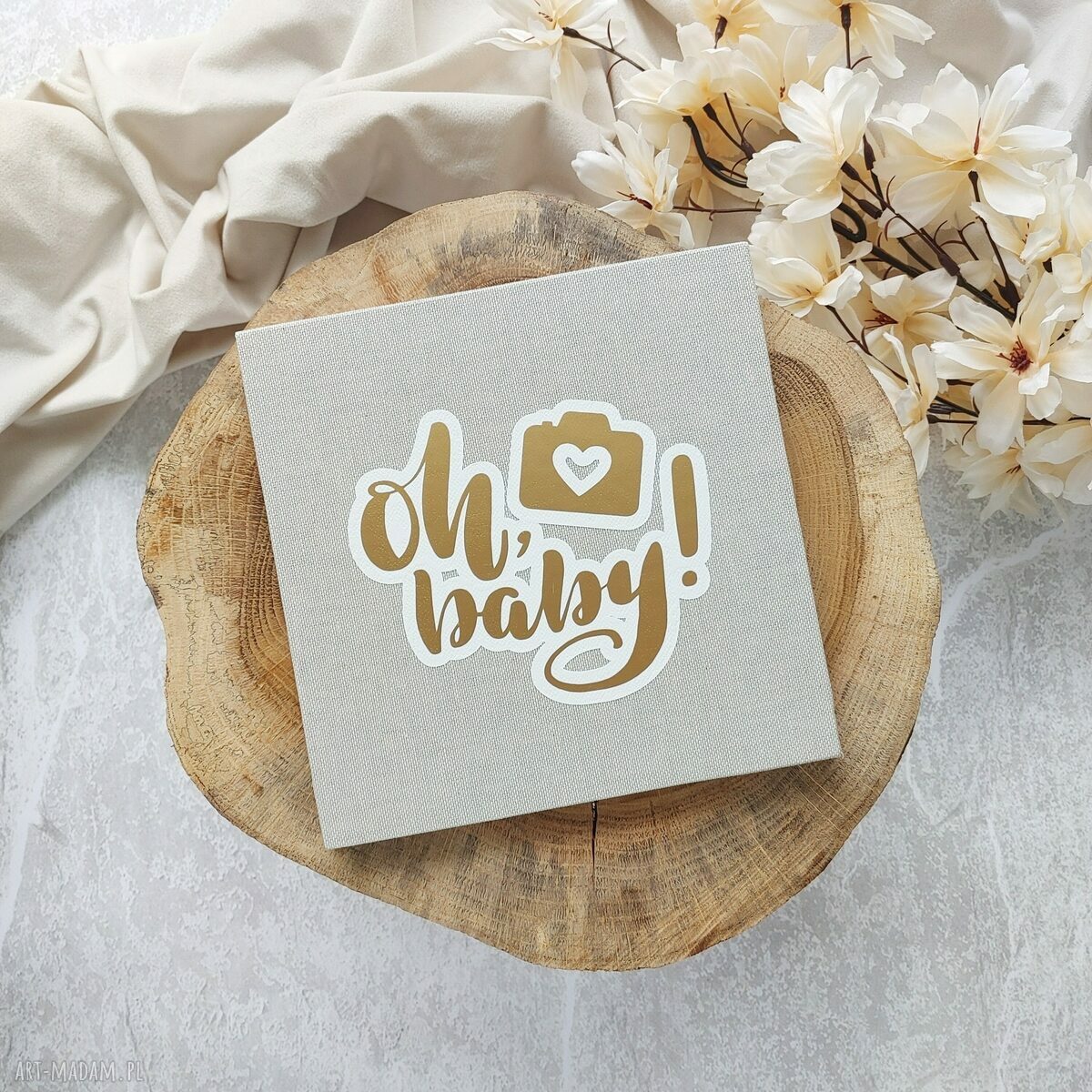 Mini album harmonijkowy "Oh, baby" na narodziny i chrzest - ręcznie wykonany