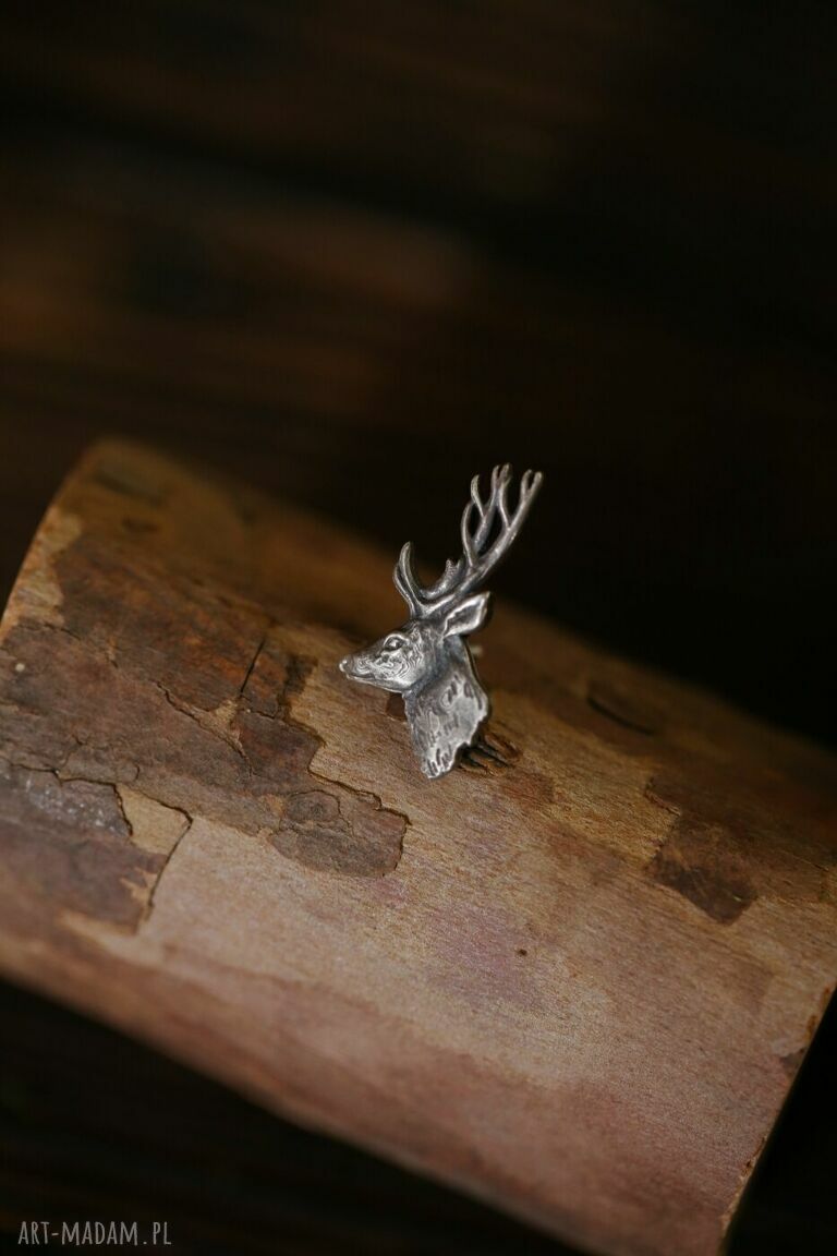 Mini broszka pin z jeleniem ze srebra 925