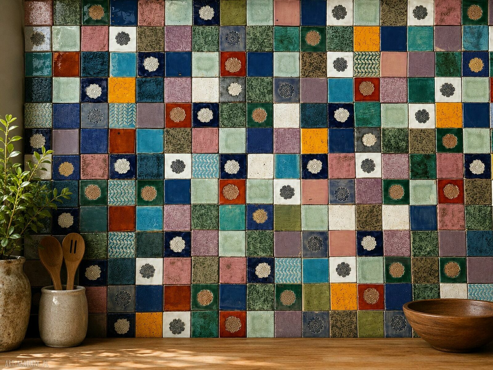 Mini kafelki patchwork ręcznie robione do kuchni i łazienki