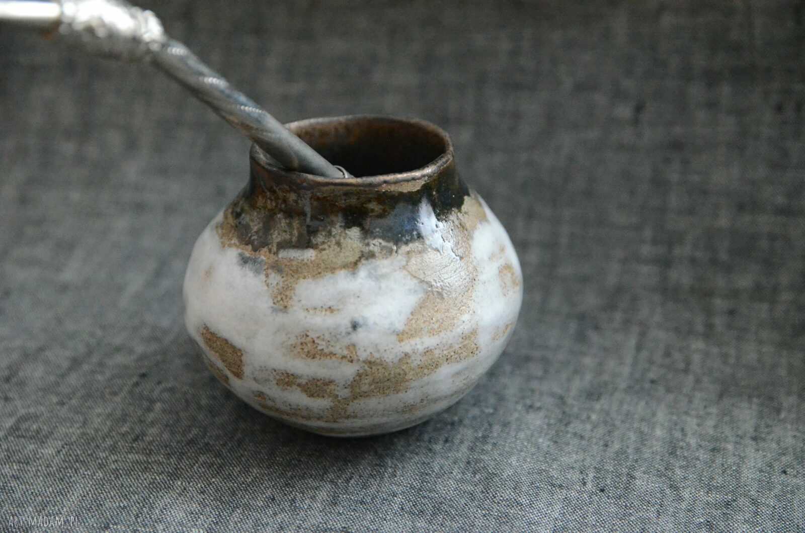 Mini matero Ziemia Zu na yerba mate - ręcznie lepione 110 ml wabi-sabi