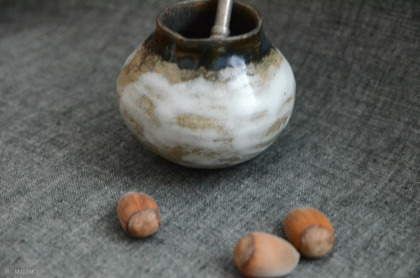 Mini matero Ziemia Zu na yerba mate - ręcznie lepione 110 ml wabi-sabi