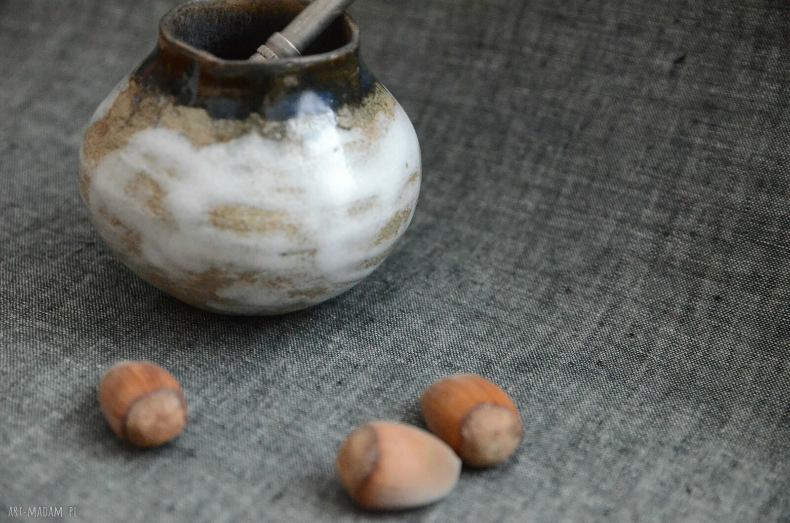 Mini matero Ziemia Zu na yerba mate - ręcznie lepione 110 ml wabi-sabi