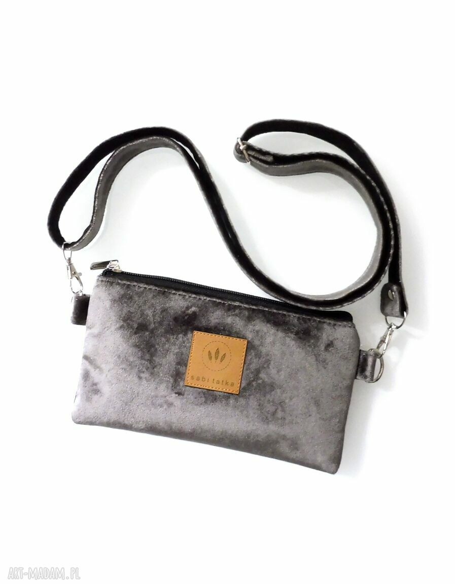 Mini nerka na telefon Taupe z weluru - saszetka crossbody