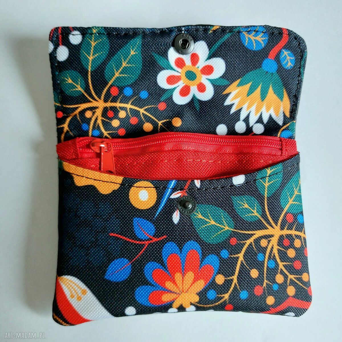 Mini portfelik folk - etui na karty i monety zero waste
