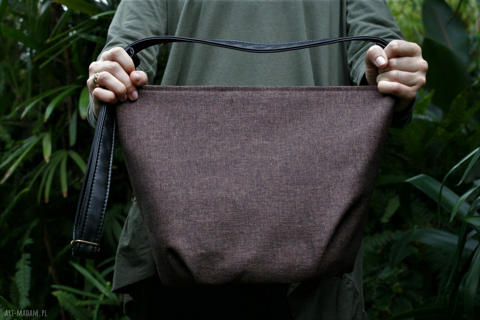 Mini sak plecionka brąz Autorskie