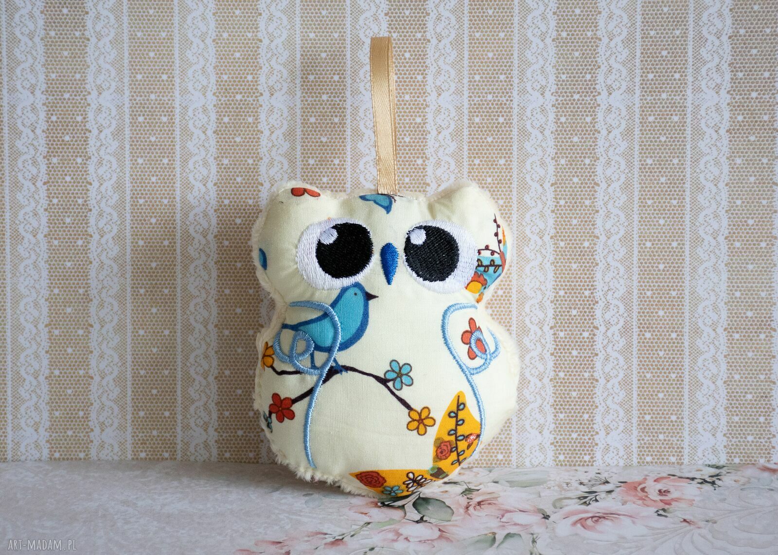 Mini sówka Zuzia - ręcznie szyta maskotka 10 cm