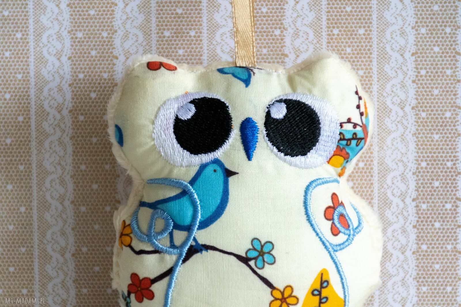 Mini sówka Zuzia - ręcznie szyta maskotka 10 cm