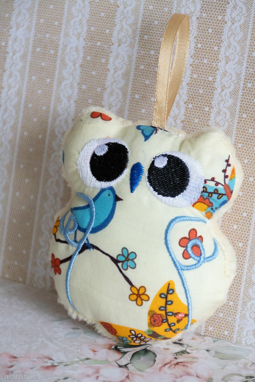 Mini sówka Zuzia - ręcznie szyta maskotka 10 cm