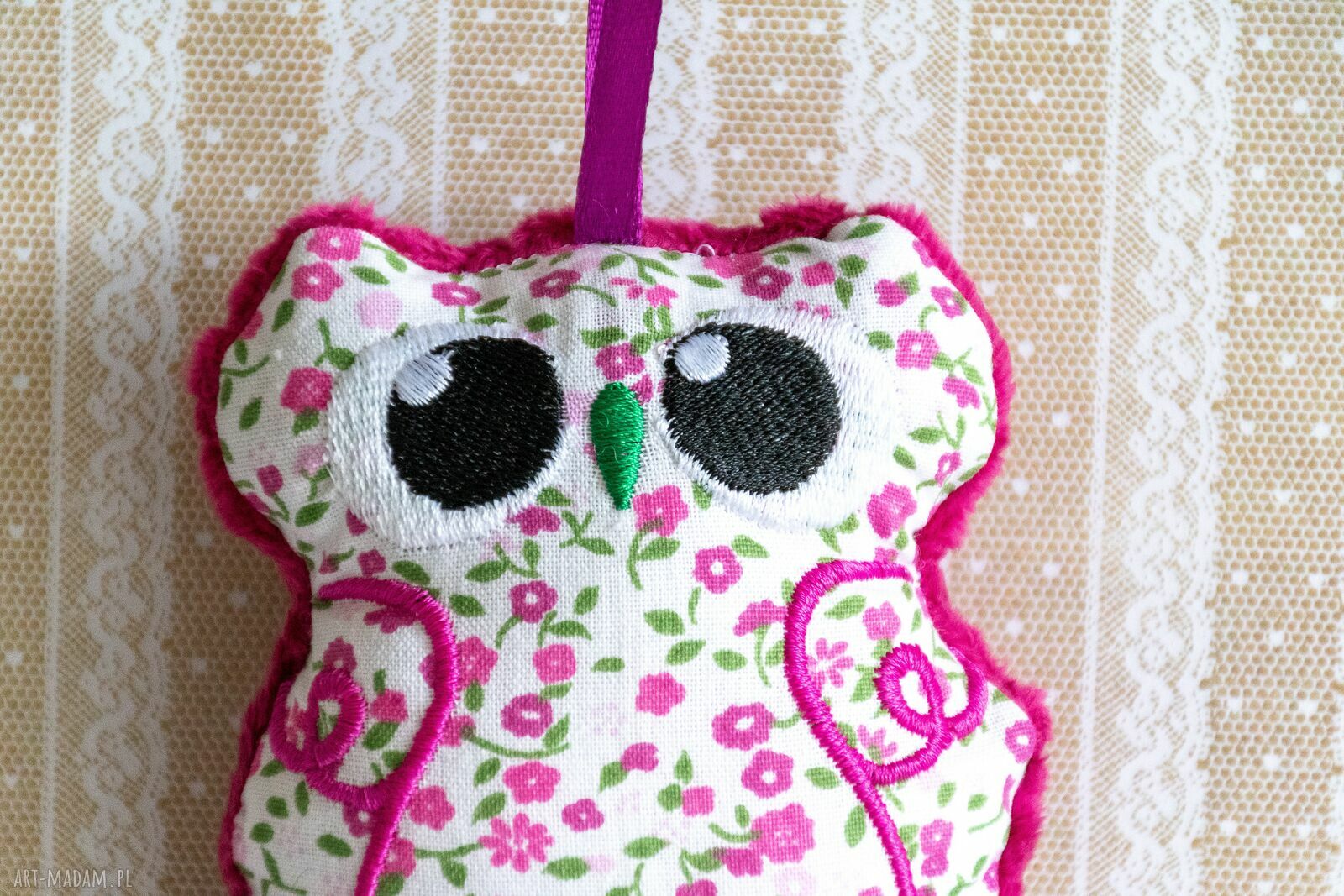 Mini sówka Hania 10 cm - haftowana maskotka do zawieszenia