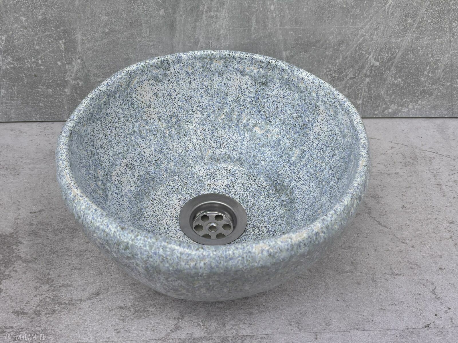 Mini umywalka ceramiczna niebieska nakrapiana - ręcznie lepiona z gliny