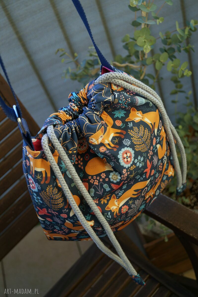 Mini worek w liski na ramię - handmade z wodoodpornego softshellu