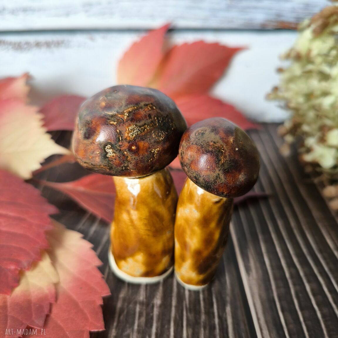 Miniatury ceramiczne - zestaw 3 szt: dynia i grzybki na Halloween