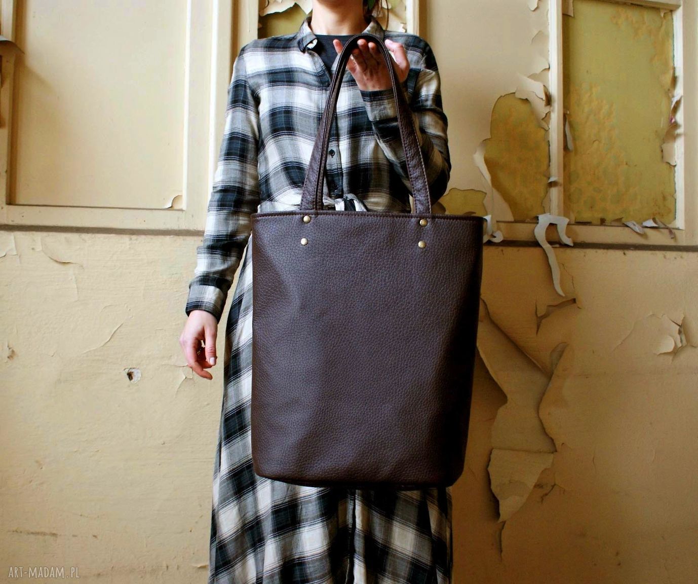 Shopper vegan czekolada torba torebka boho minimal klasyczna